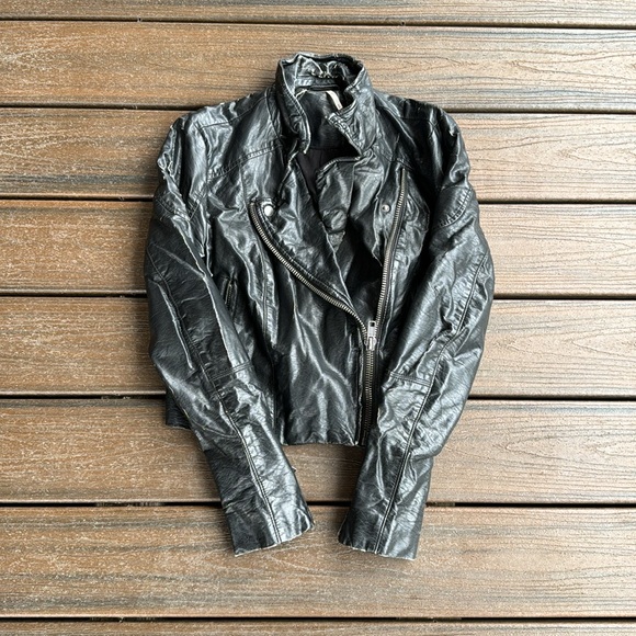 GUC Free People Leather Jacket | Biker Moto Jacket | Black - Picture 2 of 7